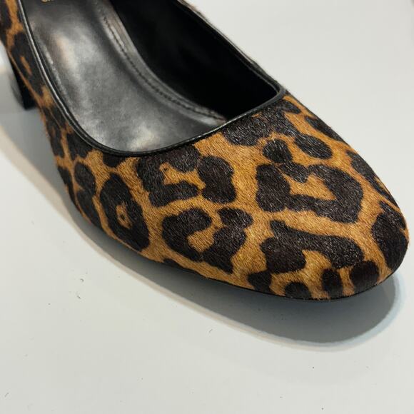 Michael Michael Kors Calf Hair Leopard Print Chunky Heel Pumps Heels Size 8 - Picture 7 of 11